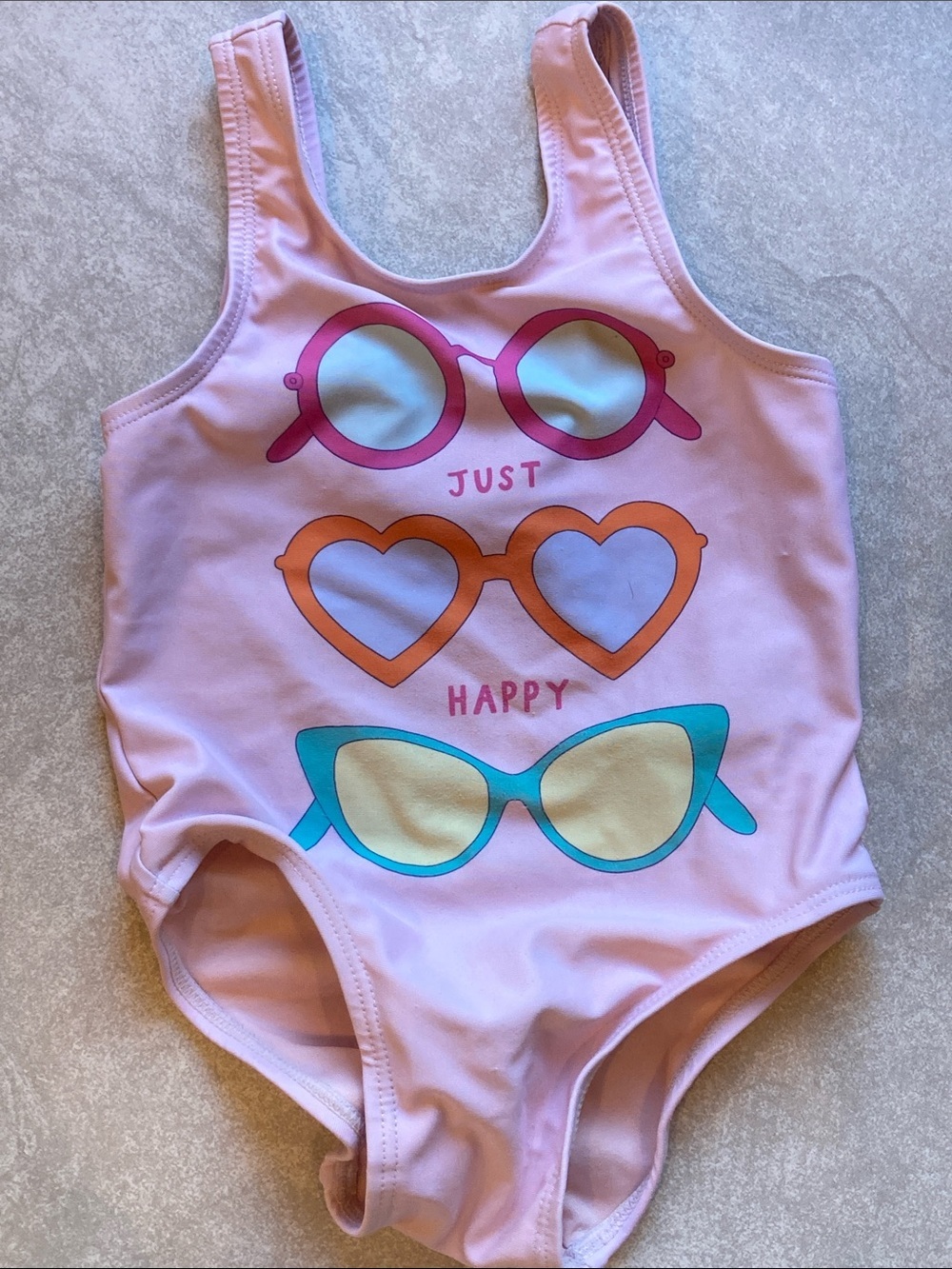Old Navy Pink Girls One-Piece Swimsuit with Sunglass Graphics